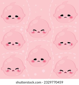 Nahtlose Muster-Hintergrund mit Baby-Emoji-Symbolen Vektor