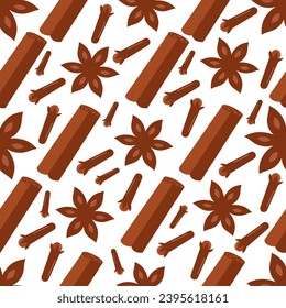 El fondo de patrón sin foco con badjan, canela y clavos son una especia