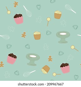 seamless pattern background with Bakery icons in vector
