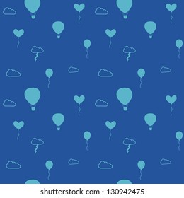 Seamless pattern background with balloons and clouds. Colorful banner. Geometric retro background. Retro triangle background