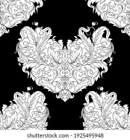 Seamless pattern, background In baroque, rococo, victorian, renaissance style. Trendy florar vintage pattern. Colored vector illustration