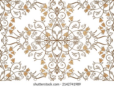 Seamless pattern, background In baroque, rococo, victorian, renaissance style. Trendy frolar vintage pattern in vintage beige colors. Vector illustration