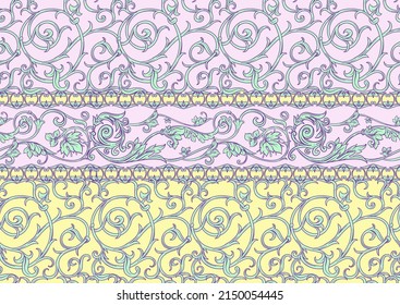 Seamless pattern, background In baroque, rococo, victorian, renaissance style. Trendy frolar vintage pattern in pastel patterns. Vector illustration