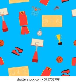Seamless pattern. Background basketball. Clothing and equipment. Vector illustration
