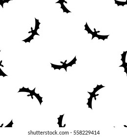 Seamless pattern background with bats. Black on White texture