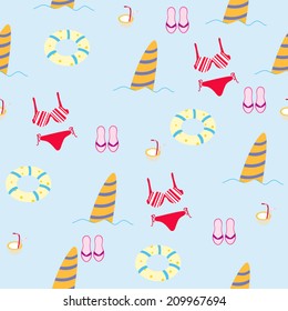 seamless pattern background with beach elements in vector