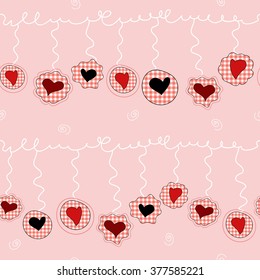 Seamless pattern background with beautiful hearts in doodle style. Happy Valentines Day. Vector illustration.