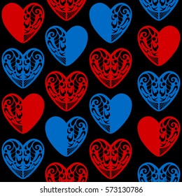 Seamless pattern background with beautiful hearts. Happy Valentines Day. Vector illustration.