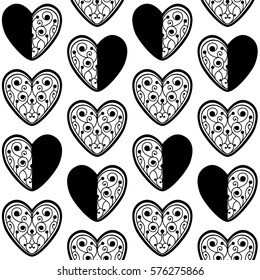 Seamless pattern background with beautiful hearts. Happy Valentines Day. Vector illustration.