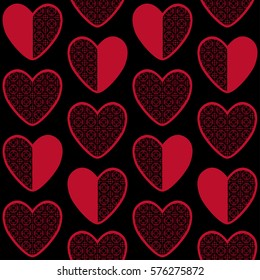 Seamless pattern background with beautiful hearts. Happy Valentines Day. Vector illustration.