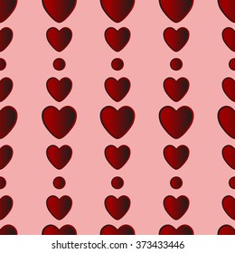 Seamless pattern background with beautiful and lovely red hearts. Happy Valentines Day. Vector illustration.