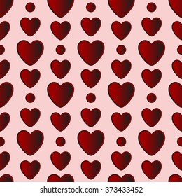 Seamless pattern background with beautiful and lovely red hearts. Happy Valentines Day. Vector illustration.