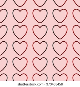 Seamless pattern background with beautiful and lovely red hearts. Happy Valentines Day. Vector illustration.