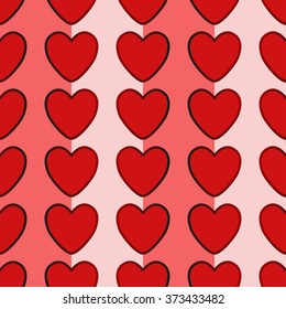 Seamless pattern background with beautiful and lovely red hearts. Happy Valentines Day. Vector illustration.