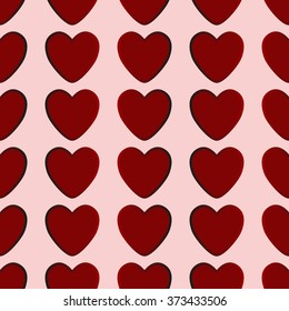 Seamless pattern background with beautiful and lovely red hearts. Happy Valentines Day. Vector illustration.
