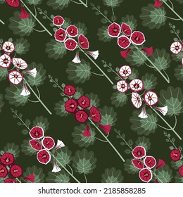 seamless pattern background with beautiful mallow flowers