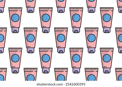 Fondo sin fisuras del patrón con los iconos del equipo del salón de belleza. Plantilla de fondo de patrón de iconos de maquillaje