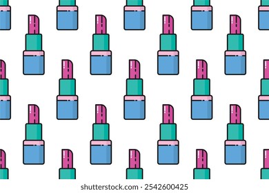 Fondo sin fisuras del patrón con los iconos del equipo del salón de belleza. Plantilla de fondo de patrón de iconos de maquillaje