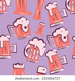 Seamless pattern background with beer icons Vector