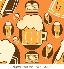 Seamless pattern background with beer icons Vector