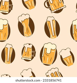 Seamless pattern background with beer icons Vector