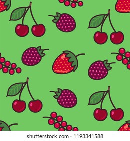 Seamless pattern background with berries, colorful illustration