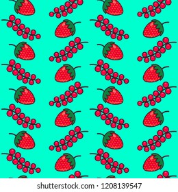 Seamless pattern background with berries, colorful illustration