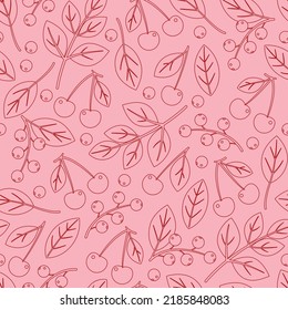 seamless pattern background with berries and leaves