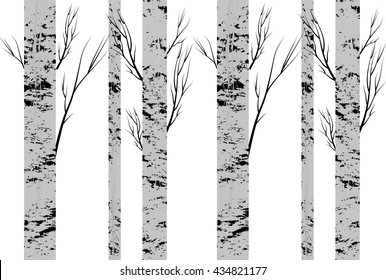 Seamless pattern, background with birch  trees .textile, fabrics or wallpapers 