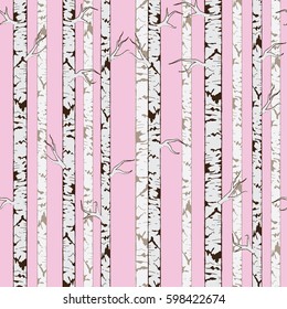 Seamless pattern, background with birch trees .textile, fabrics or wallpapers 