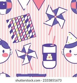 Seamless pattern background with birthday party icons Vector