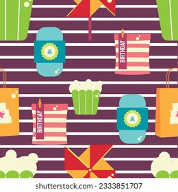 Seamless pattern background with birthday party icons Vector