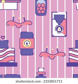 Seamless pattern background with birthday party icons Vector