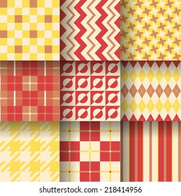 Seamless pattern background with blue, yellow and red colors. Vector illustration. Pattern Swatches made with Global Colors - quick, simple editing of color