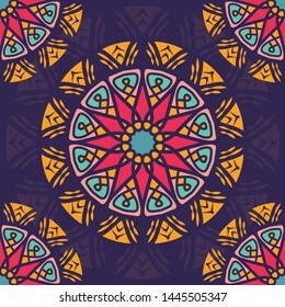 Seamless pattern background with boho style mandala
