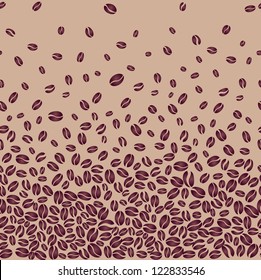 seamless pattern background. border with falling coffee beans