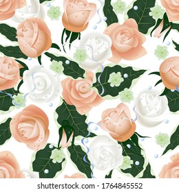 Nahtlose Muster, Hintergrund mit Brautblumen. Vektorgrafik