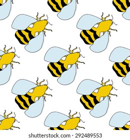 Seamless pattern, background with bumblebees.
