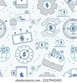 Sencillo fondo de patrones con iconos de finanzas empresariales Vector
