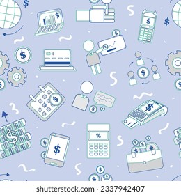 Sencillo fondo de patrones con iconos de finanzas empresariales Vector