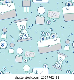 Seamless pattern background with business finance icons Vector