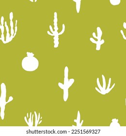 seamless pattern background cactus silhouettes