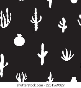 seamless pattern background cactus silhouettes