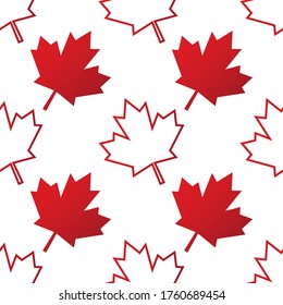 Seamless pattern background with Canadian maple leaf. Template for background, banner, card, poster. Vector EPS10 illustration