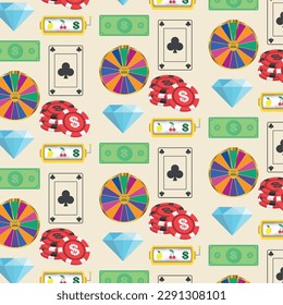 Seamless pattern background with casino icons Vector