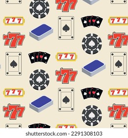 Seamless pattern background with casino icons Vector