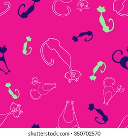 Seamless pattern background  with cats. 