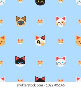 Seamless pattern background with the Cats vector set
