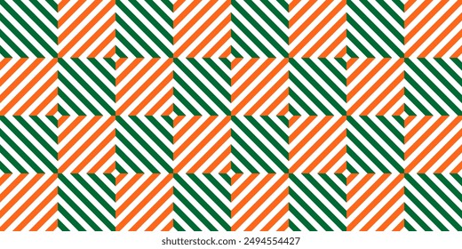 Seamless Pattern Background Checkered white, green and saffron colors of Indian Flag. Design for Banners, Posters, Social Media.