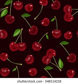 Seamless pattern, background with cherry. Vector illustration.